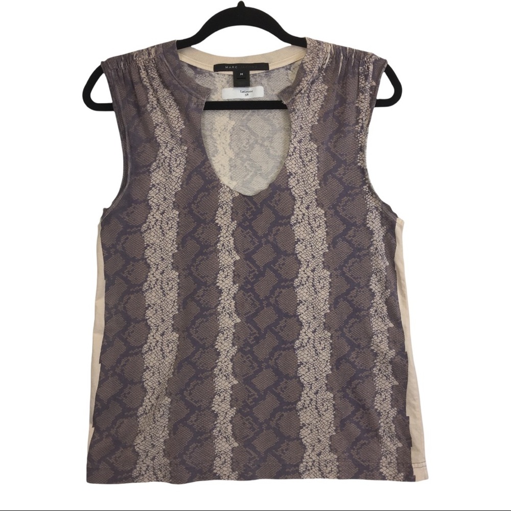 Marc Jacobs Women Purple Snakeskin Print Blouse Top Sleeveless Size M
